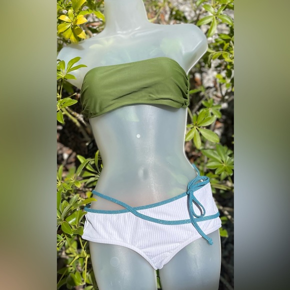 Free People Green Bandeau Bikini Top Size S L Lex Basic Swimsuit Surfer Boho - Picture 4 of 11